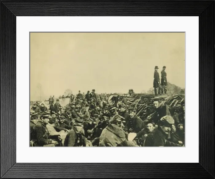 Framed Print : Union soldiers entrenched along the west bank of the Rappaha Framed Print : Union soldiers entrenched along the west bank of the Rappaha