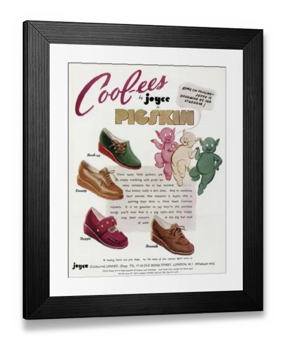 Framed Print : Advert for Cool-ees by Joyce California shoes 1941 Framed Print : Advert for Cool-ees by Joyce California shoes 1941