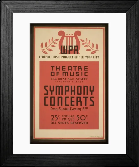 Framed Print : Symphony concerts WPA Federal Music Project of New York City Framed Print : Symphony concerts WPA Federal Music Project of New York City
