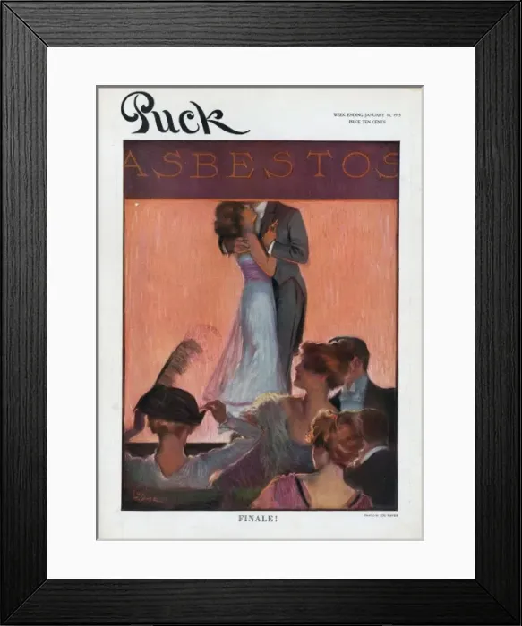 Framed Print : Finale!. Illustration shows a man and a woman embracing on a stage beneath Framed Print : Finale!. Illustration shows a man and a woman embracing on a stage beneath