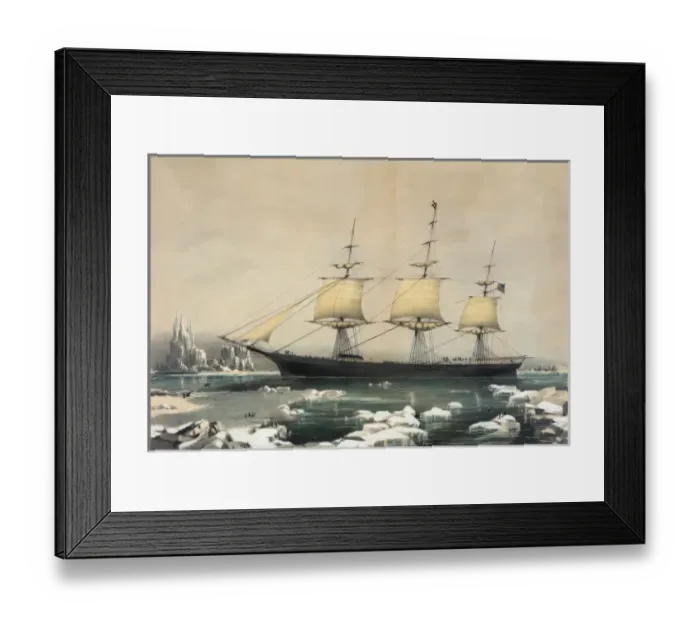 Framed Print : Clipper ship Red Jacket: In the ice off Cape Horn, on her pa Framed Print : Clipper ship Red Jacket: In the ice off Cape Horn, on her pa