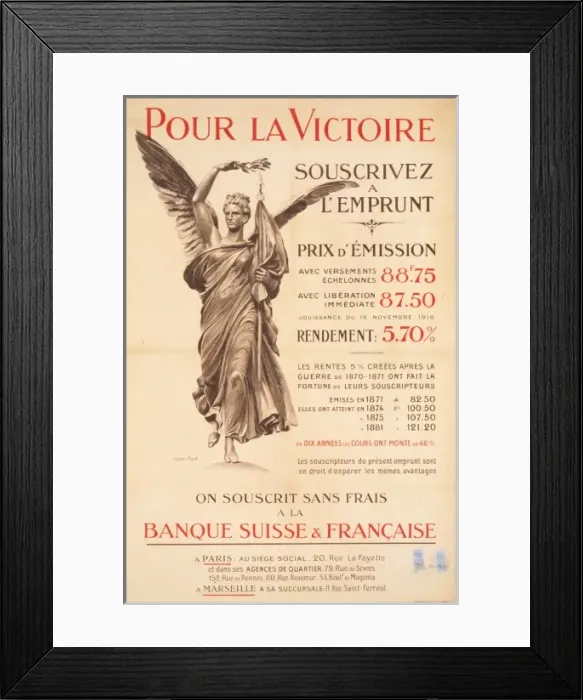 Framed Print : Pour la victoire souscrivez ? Emprunt: Banque Suiss Pour la victoire souscrivez ? Framed Print : Pour la victoire souscrivez ? Emprunt: Banque Suiss Pour la victoire souscrivez ?