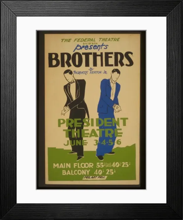 Framed Print : The Federal Theatre Div. of WPA presents Brothers by Herbert Framed Print : The Federal Theatre Div. of WPA presents Brothers by Herbert