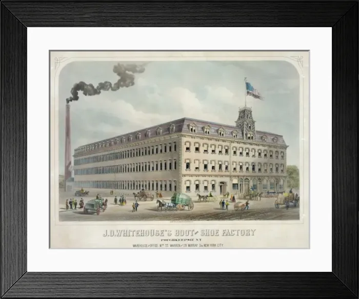 Framed Print : J. O. Whitehouses boot and shoe factory, Poughkeepsie, N. Y Framed Print : J. O. Whitehouses boot and shoe factory, Poughkeepsie, N. Y