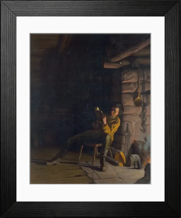 Framed Print : The boyhood of Lincoln--An evening in the log hut Framed Print : The boyhood of Lincoln--An evening in the log hut