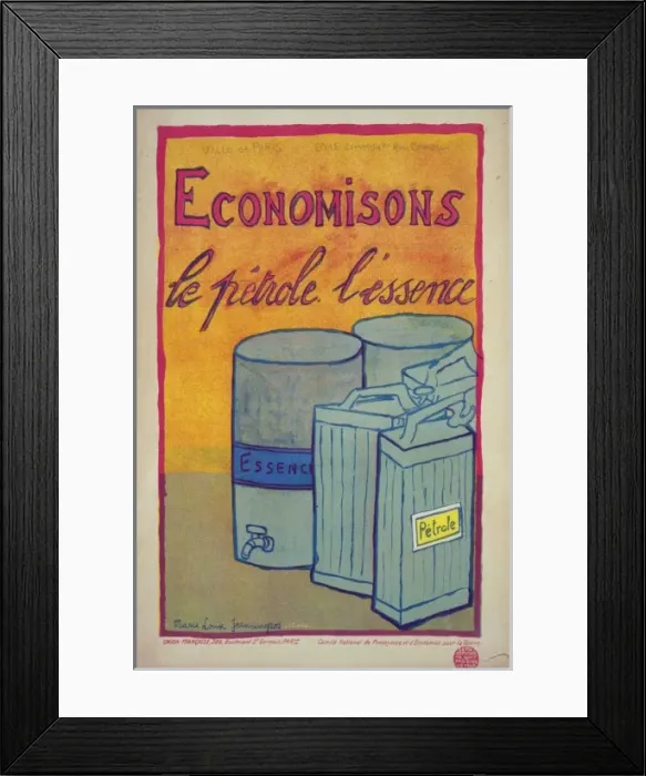 Framed Print : Economisons le petrole, l essence Framed Print : Economisons le petrole, l essence