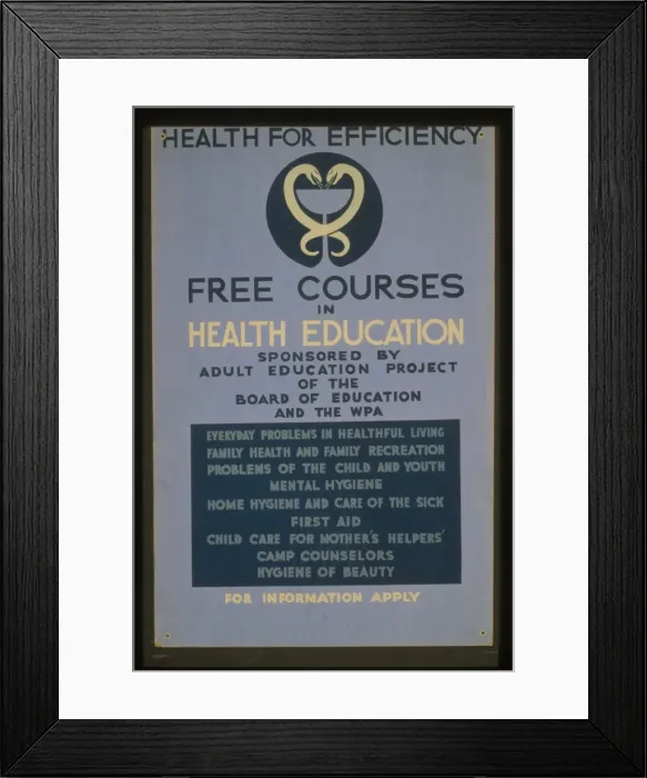 Framed Print : Health for efficiency Free courses in health education spons Framed Print : Health for efficiency Free courses in health education spons