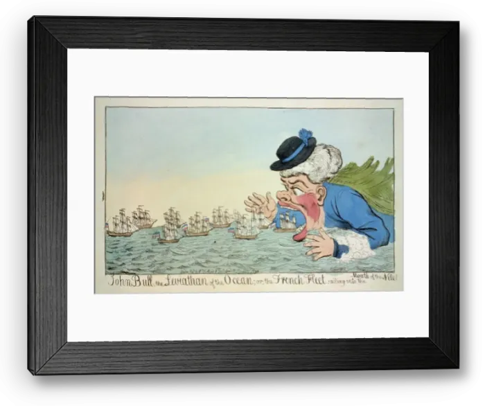 Framed Print : John Bull, the leviathan of the ocean; or, the French fleet Framed Print : John Bull, the leviathan of the ocean; or, the French fleet