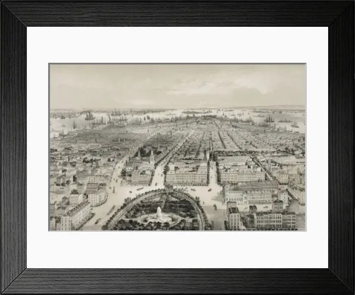 Framed Print : New York. Bird s-eye view of New York City, looking south. Date c1849 Framed Print : New York. Bird s-eye view of New York City, looking south. Date c1849