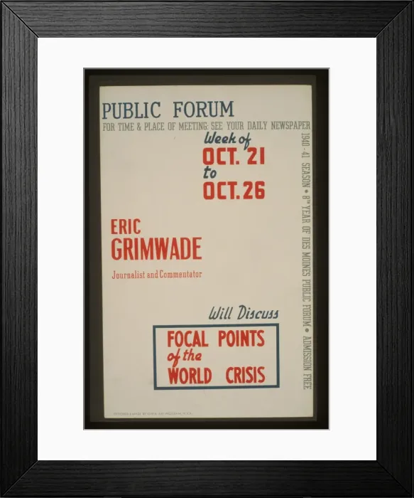 Framed Print : Public forum - Eric Grimwade, journalist and commentator, wi Framed Print : Public forum - Eric Grimwade, journalist and commentator, wi