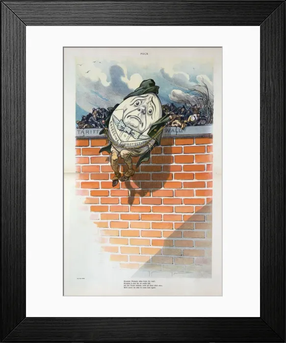 Framed Print : Humpty Dumpty slips from the wall; Humptys due for an awful Framed Print : Humpty Dumpty slips from the wall; Humptys due for an awful