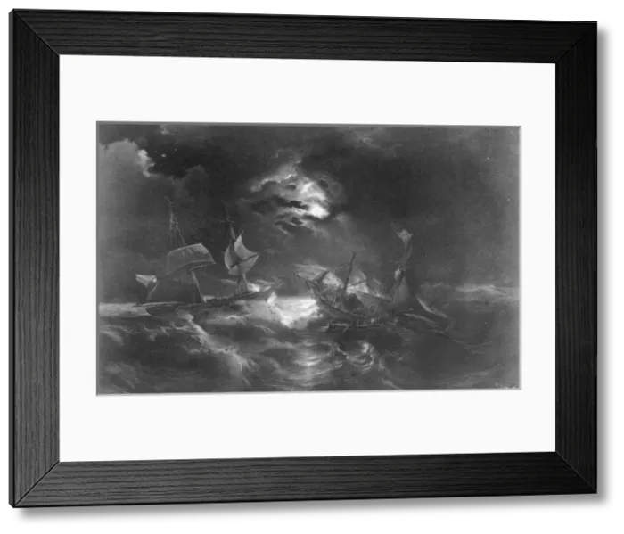 Framed Print : Le Capne. Aubert, Comt. le Jean Baptte de Caen, sauvant l eq Framed Print : Le Capne. Aubert, Comt. le Jean Baptte de Caen, sauvant l eq
