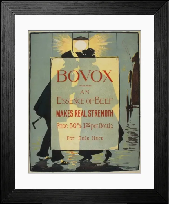 Framed Print : Bovox trademark - an essence of beef Makes real strength Framed Print : Bovox trademark - an essence of beef Makes real strength
