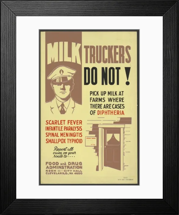 Framed Print : Milk truckers do not! pick up milk at farms where there are Framed Print : Milk truckers do not! pick up milk at farms where there are