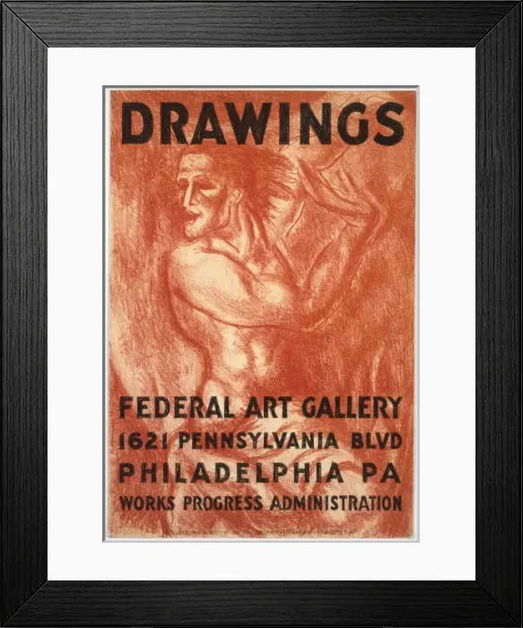 Framed Print : Drawings. Poster for Federal Art Project exhibition of drawings at the Federal Art Gallery Framed Print : Drawings. Poster for Federal Art Project exhibition of drawings at the Federal Art Gallery