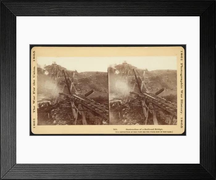 Framed Print : Destruction of a railroad bridge Framed Print : Destruction of a railroad bridge