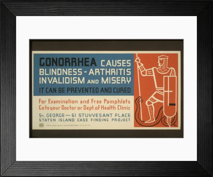 Framed Print : Gonorrhea causes blindness - arthritis, invalidism and miser Framed Print : Gonorrhea causes blindness - arthritis, invalidism and miser