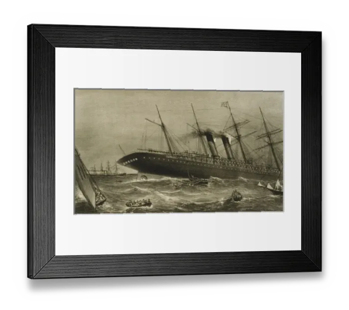 Framed Print : Sinking of the steamship Oregon of the Cunard Line Framed Print : Sinking of the steamship Oregon of the Cunard Line