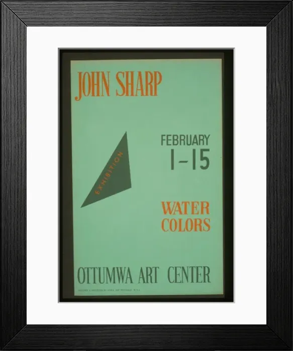 Framed Print : John Sharp - exhibition, February 1-15, water colors, Ottumw Framed Print : John Sharp - exhibition, February 1-15, water colors, Ottumw