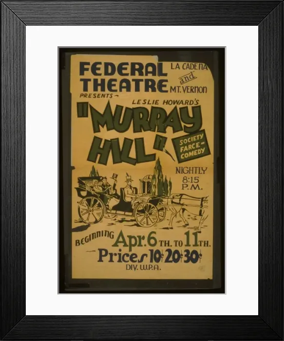 Framed Print : Federal Theatre, La Cadena and Mt. Vernon, presents Leslie H Framed Print : Federal Theatre, La Cadena and Mt. Vernon, presents Leslie H