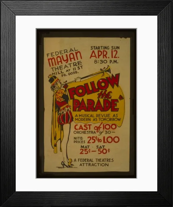 Framed Print : Federal Mayan Theatre, Hill at 11th St. presents Follow Framed Print : Federal Mayan Theatre, Hill at 11th St. presents Follow