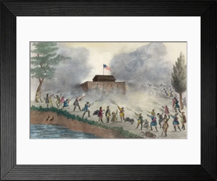 Framed Print : Attack of the Seminoles on the block house Framed Print : Attack of the Seminoles on the block house