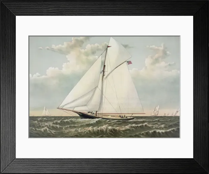 Framed Print : A Crack sloop in a race to windward: Yacht Gracie of New Yor Framed Print : A Crack sloop in a race to windward: Yacht Gracie of New Yor