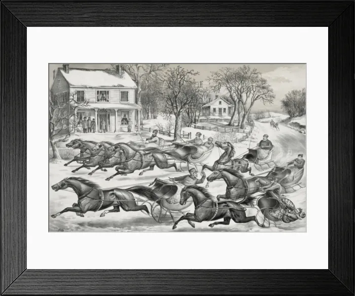 Framed Print : A brush for the lead: New York Flyers on the snow Framed Print : A brush for the lead: New York Flyers on the snow