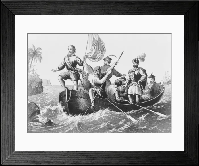 Framed Print : The landing of Columbus at San Salvador, October 12, 1492 Framed Print : The landing of Columbus at San Salvador, October 12, 1492