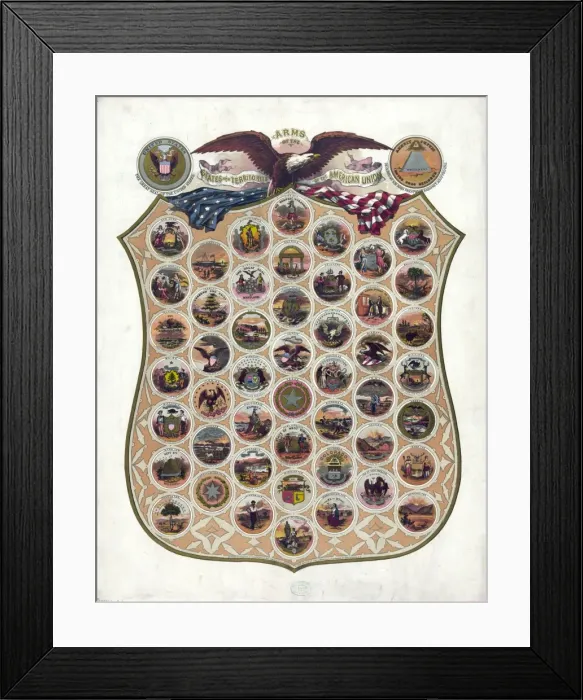 Framed Print : Arms of the states and territories of the American union Framed Print : Arms of the states and territories of the American union