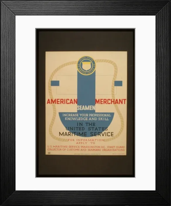 Framed Print : American Merchant Seamen increase your professional knowledg Framed Print : American Merchant Seamen increase your professional knowledg