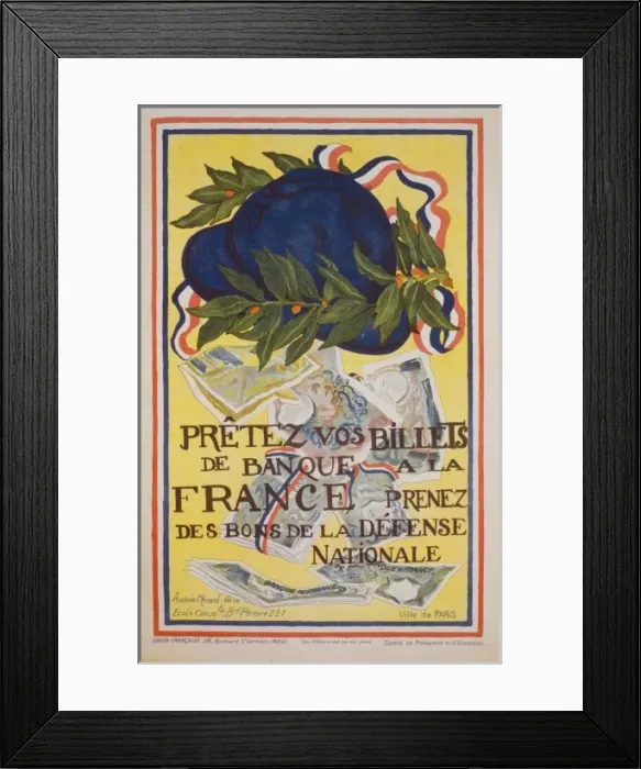 Framed Print : Pretez vos billets de banque e la France. Prenez des bons de Framed Print : Pretez vos billets de banque e la France. Prenez des bons de