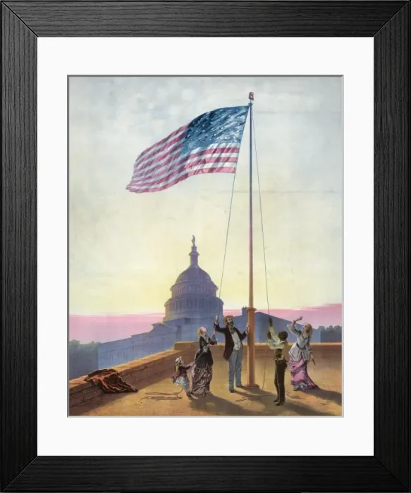Framed Print : The flag that has waved one hundred years--A scene on the mo Framed Print : The flag that has waved one hundred years--A scene on the mo