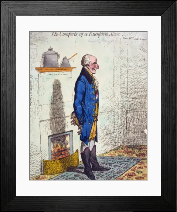 Framed Print : The comforts of a Rumford stove Vide Dr. G-rn-ts lectures / Framed Print : The comforts of a Rumford stove Vide Dr. G-rn-ts lectures /