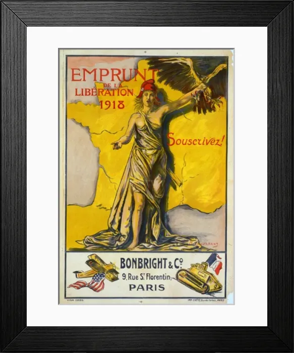 Framed Print : Emprunt de la Liberation 1918. Souscrivez Framed Print : Emprunt de la Liberation 1918. Souscrivez