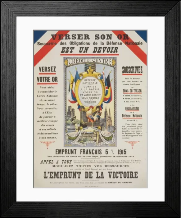 Framed Print : Versez son or. Souscrire des obligations de la defense natio