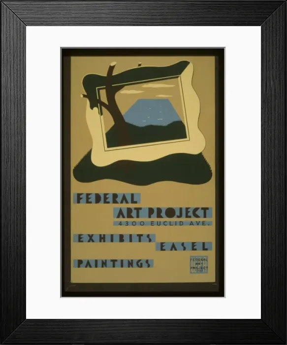 Framed Print : Federal Art Project, 4300 Euclid Ave. exhibits easel painti Framed Print : Federal Art Project, 4300 Euclid Ave. exhibits easel painti