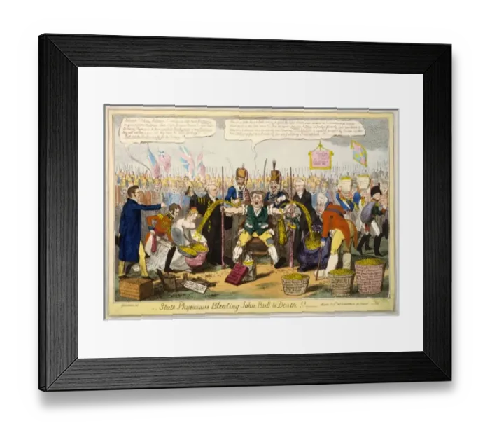 Framed Print : State physicians bleeding John Bull to death Framed Print : State physicians bleeding John Bull to death