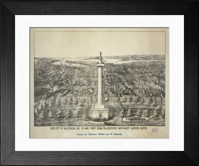 Framed Print : The city of Baltimore City, Md. in 1880 View from Washington Framed Print : The city of Baltimore City, Md. in 1880 View from Washington