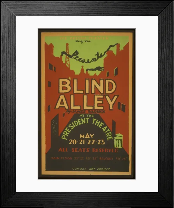 Framed Print : The Federal Theater Div. of WPA. presents Blind alley, by Ja Framed Print : The Federal Theater Div. of WPA. presents Blind alley, by Ja