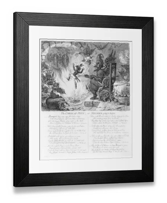 Framed Print : The Corsican-pest; -or-Belzebub going to supper Framed Print : The Corsican-pest; -or-Belzebub going to supper