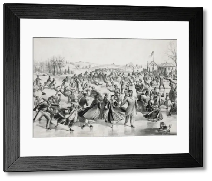 Framed Print : Central Park, Winter: The skating pond Framed Print : Central Park, Winter: The skating pond