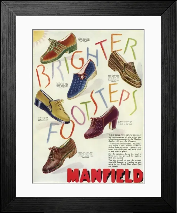 Framed Print : Advert for Manfield shoes 1941 Framed Print : Advert for Manfield shoes 1941