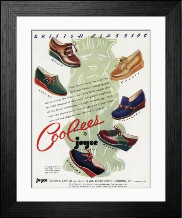 Framed Print : Advert for Cool-ees by Joyce California shoes 1941 Framed Print : Advert for Cool-ees by Joyce California shoes 1941
