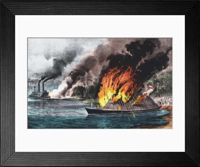 Framed Print : Destruction of the rebel ram Arkansas: By the United State g Framed Print : Destruction of the rebel ram Arkansas: By the United State g