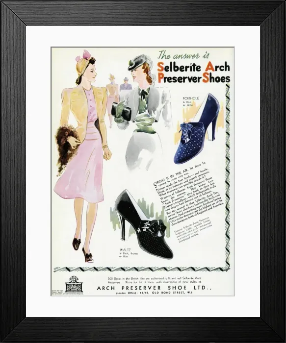 Framed Print : Advert for Selberite Arch Preserver shoes 1941 Framed Print : Advert for Selberite Arch Preserver shoes 1941