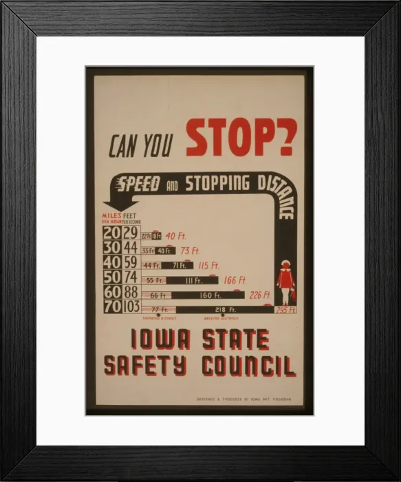 Framed Print : Can you stop? - Speed and stopping distance - Iowa State Saf Framed Print : Can you stop? - Speed and stopping distance - Iowa State Saf