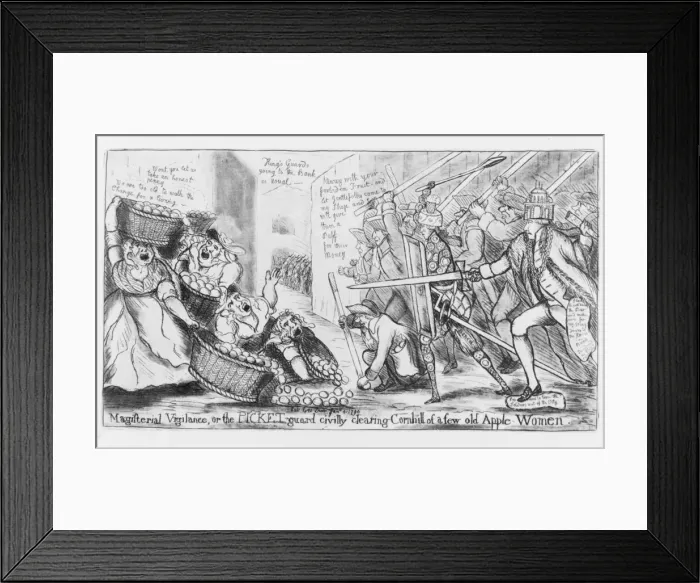 Framed Print : Magisterial vigilance, or the picket guard civilly clearing Framed Print : Magisterial vigilance, or the picket guard civilly clearing