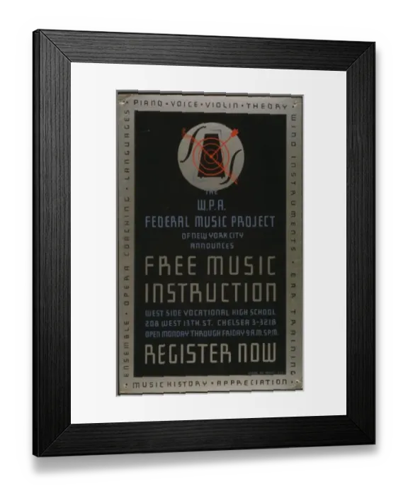 Framed Print : The WPA. Federal Music Project of New York City announces fr Framed Print : The WPA. Federal Music Project of New York City announces fr