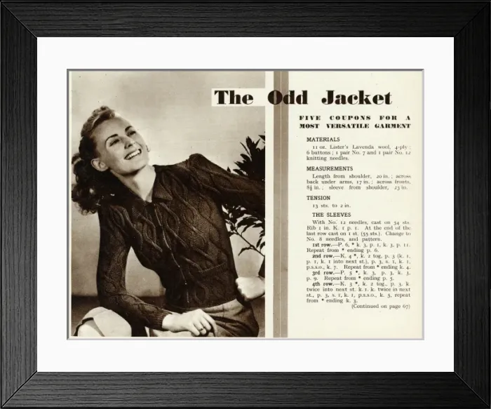 Framed Print : Knitting pattern 1941 Framed Print : Knitting pattern 1941